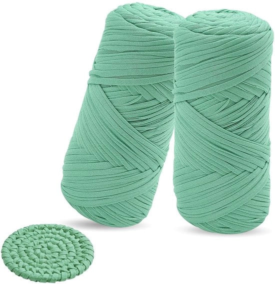 Breigaren per set di 3 confezioni da 200 g, filo elastico per iniziati per il lavoro a maglia con aghi grossi, cotone, breigaren per hobby, borse, cesti, decorazioni (verde)