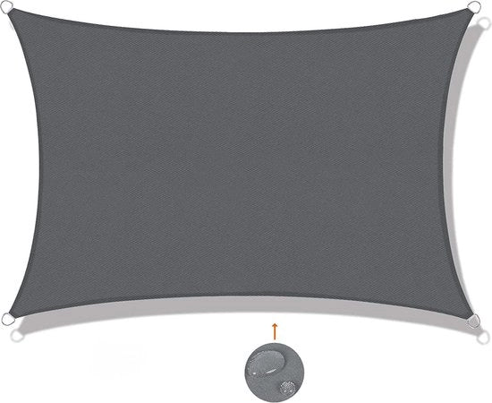 Zonnetenda rettangolare, 3 x 4 m, impermeabile, ombreggiatura, pubblicità, tettoia, protezione UV, per balcone, terrazza e giardino, grigio/antracite