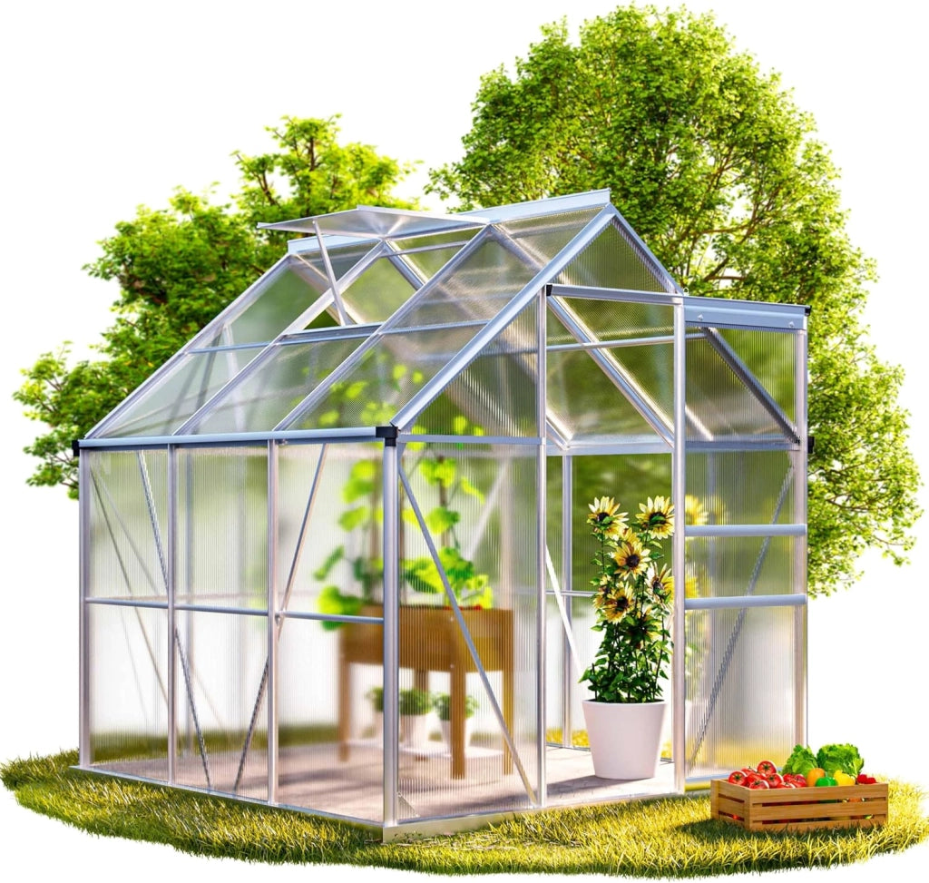 ® Serra da Giardino in Alluminio 7,2m² 380x190cm incl. 4 Lucernari Coltivazione Orto per Piante Giardinaggio 11,73m³