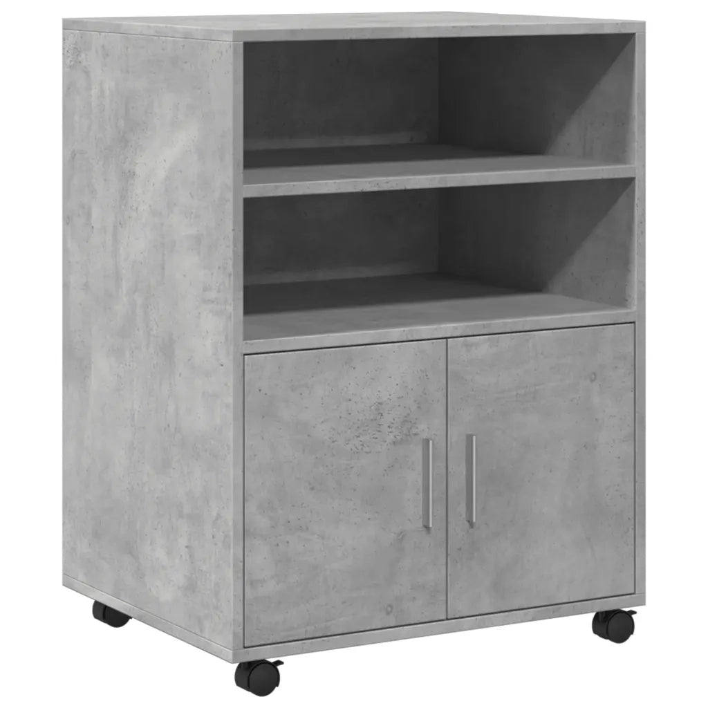 Mobiletto con Ruote Grigio Cemento 60x48x81 cm in Truciolato 853167