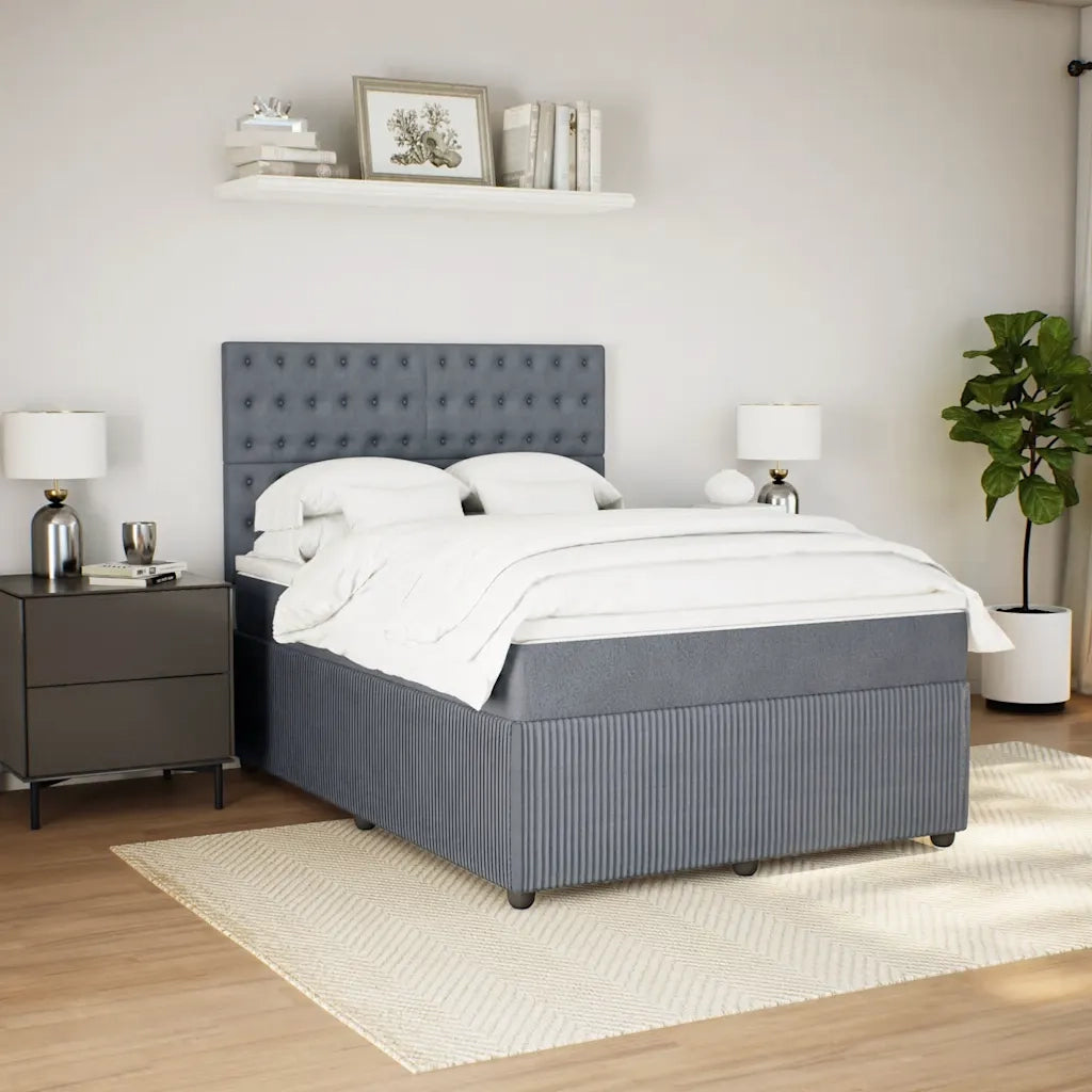 Giroletto a Molle con Materasso Grigio Scuro 140x190 cm Velluto 3292347