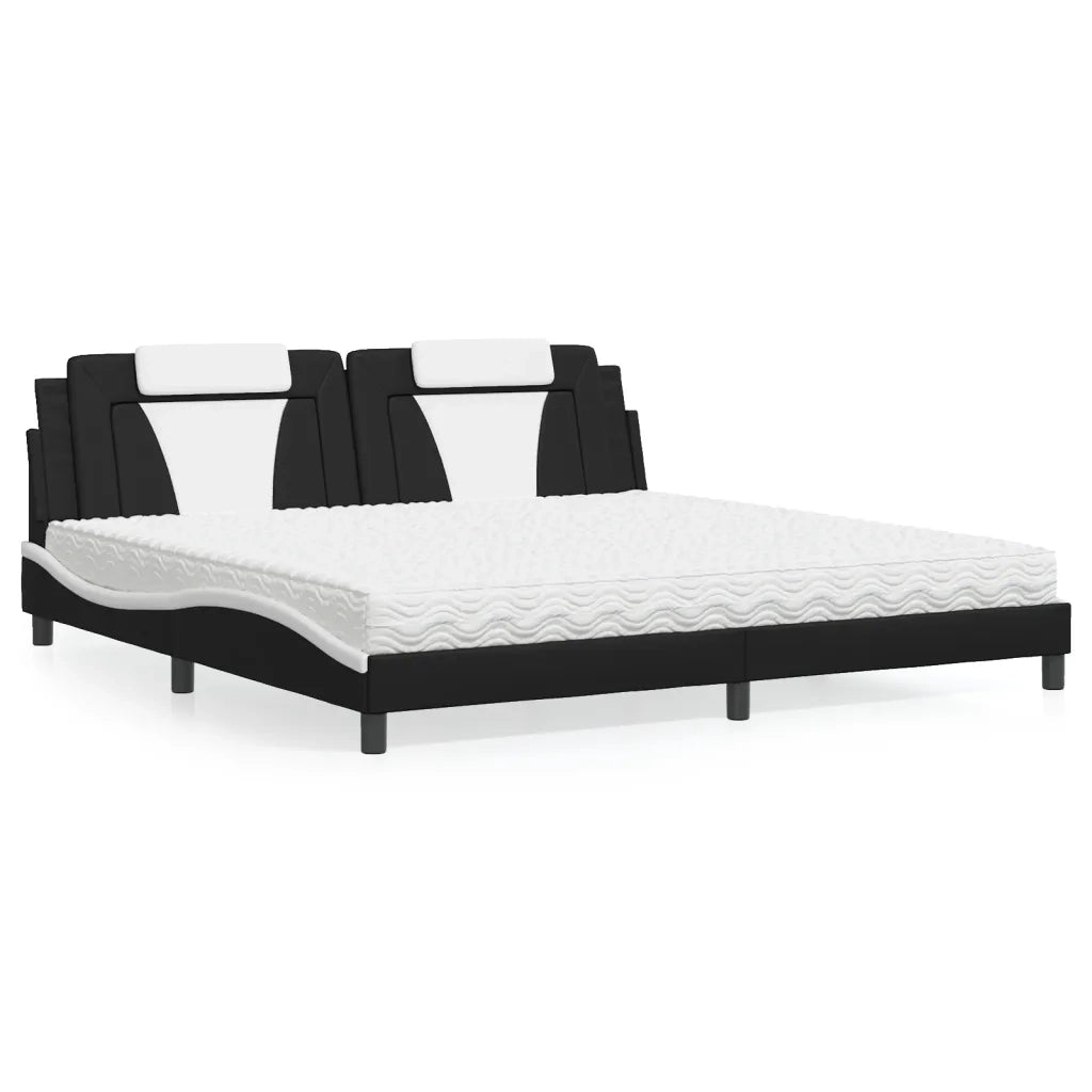 Letto Viana con Materasso Nero e Bianco 200x200cm in Similpelle 3208822
