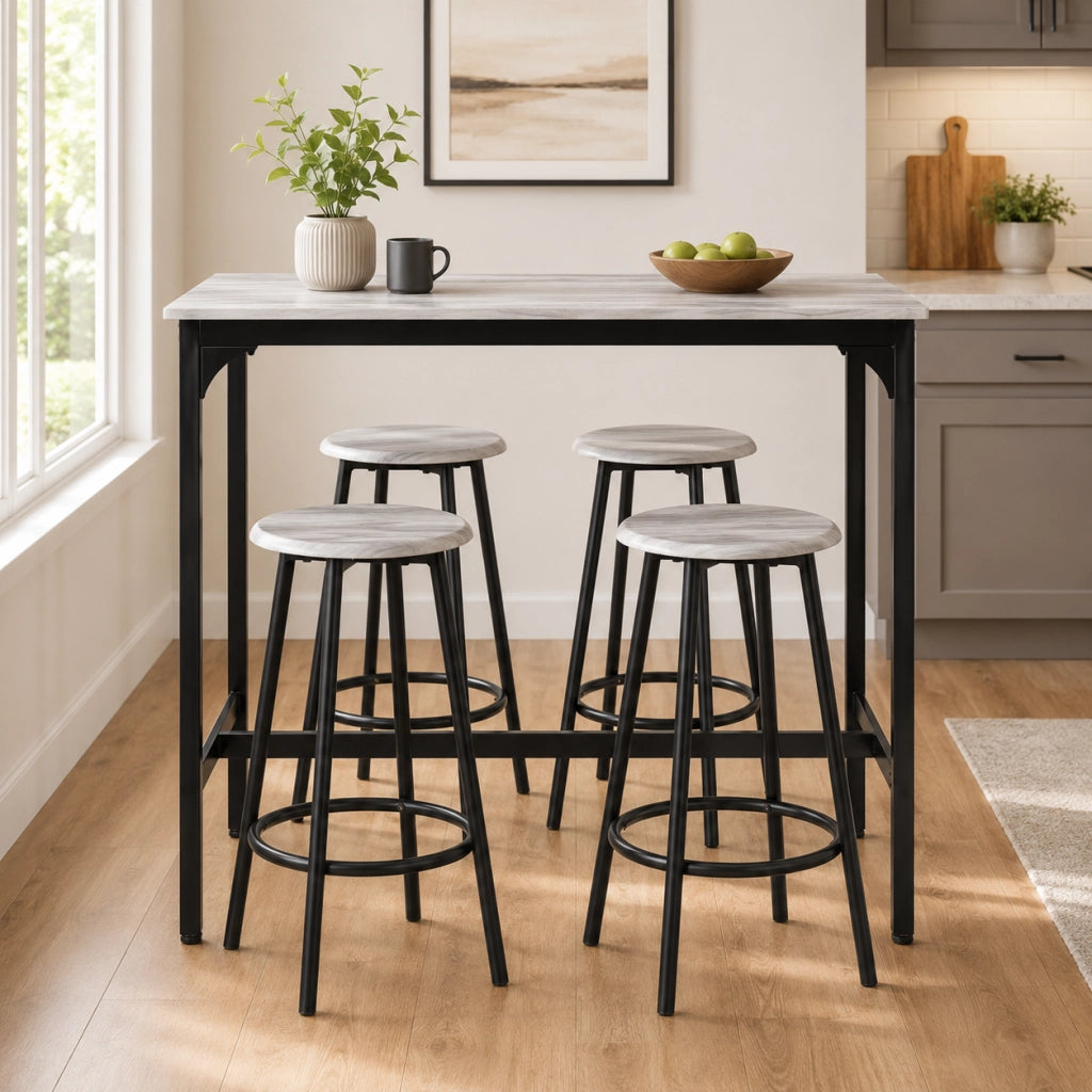 Set tavolo da bar 5 pezzi 110x50x89.5 cm salvaspazio in MDF grigio
