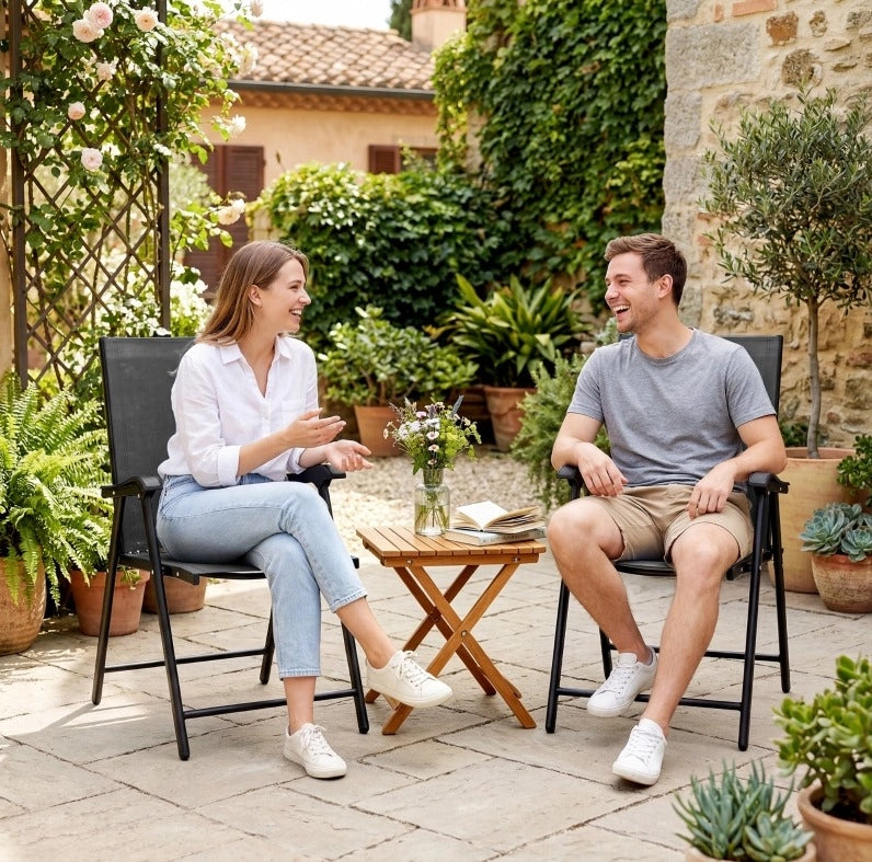 SEDIA DA GIARDINO PIEGHEVOLE 58x62x97 cm Nero Set da 2 pezzi