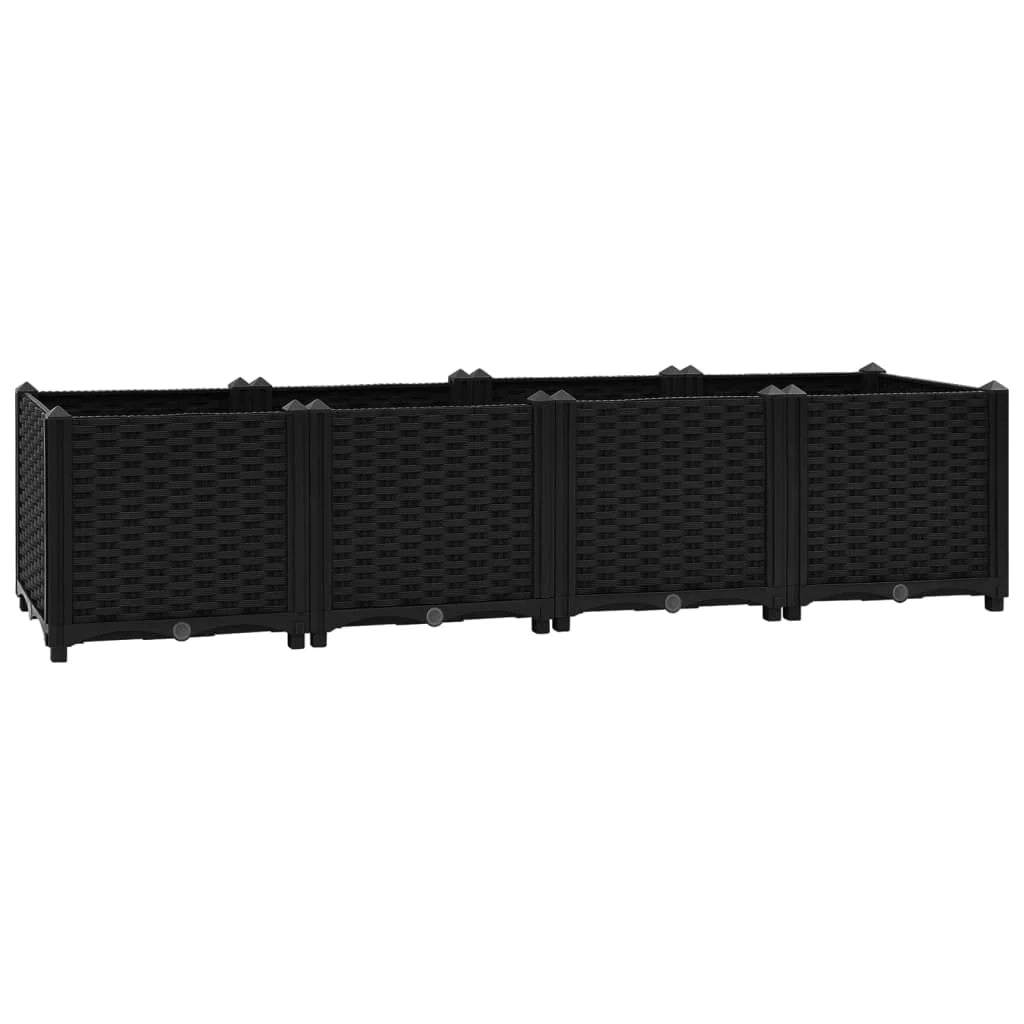Fioriera rialzata per piante e fiori giardino 160 x 40 x 38 cm polipropilene nero 02_0000920