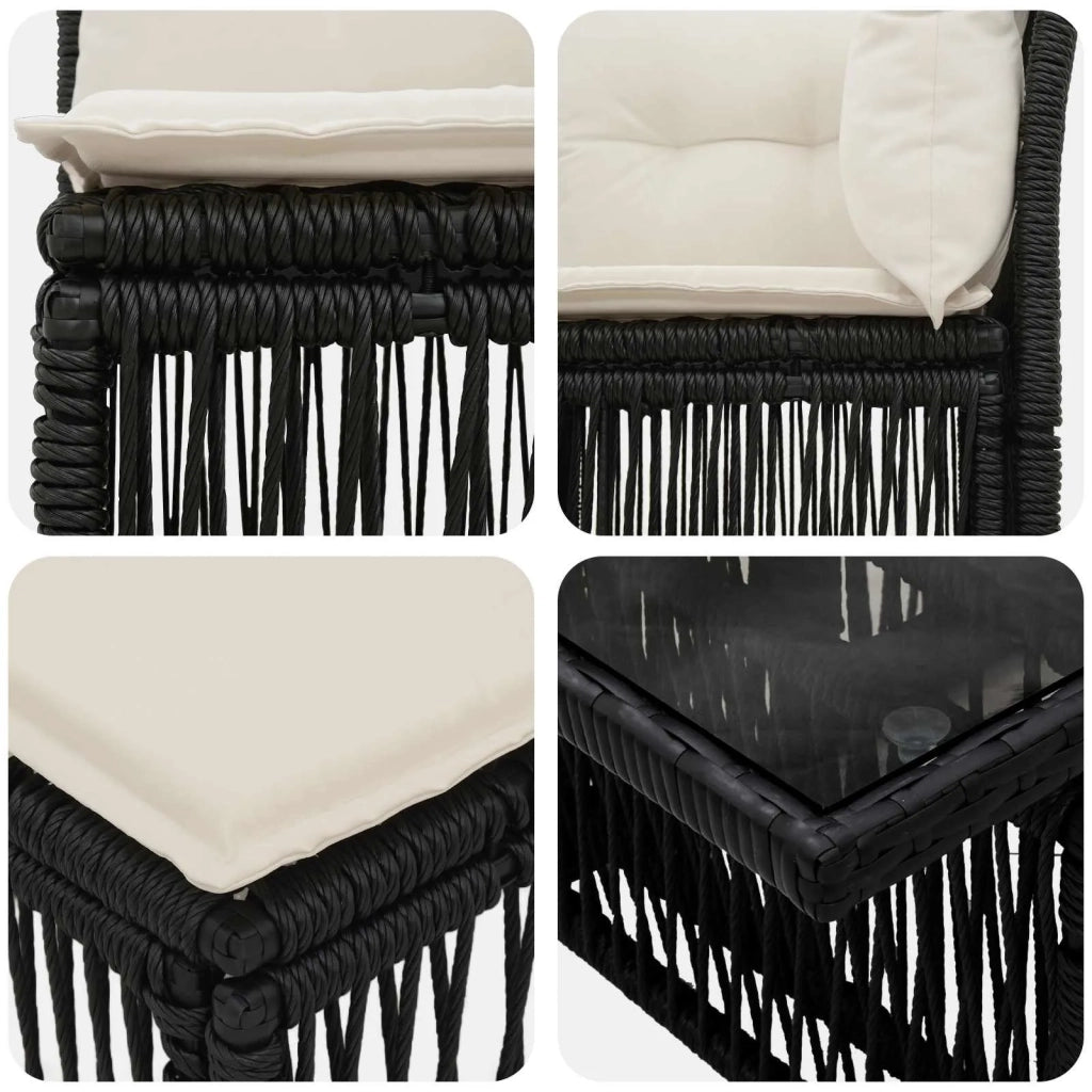 Set Divano da Giardino 5 pz Nero polyrattan 3436450