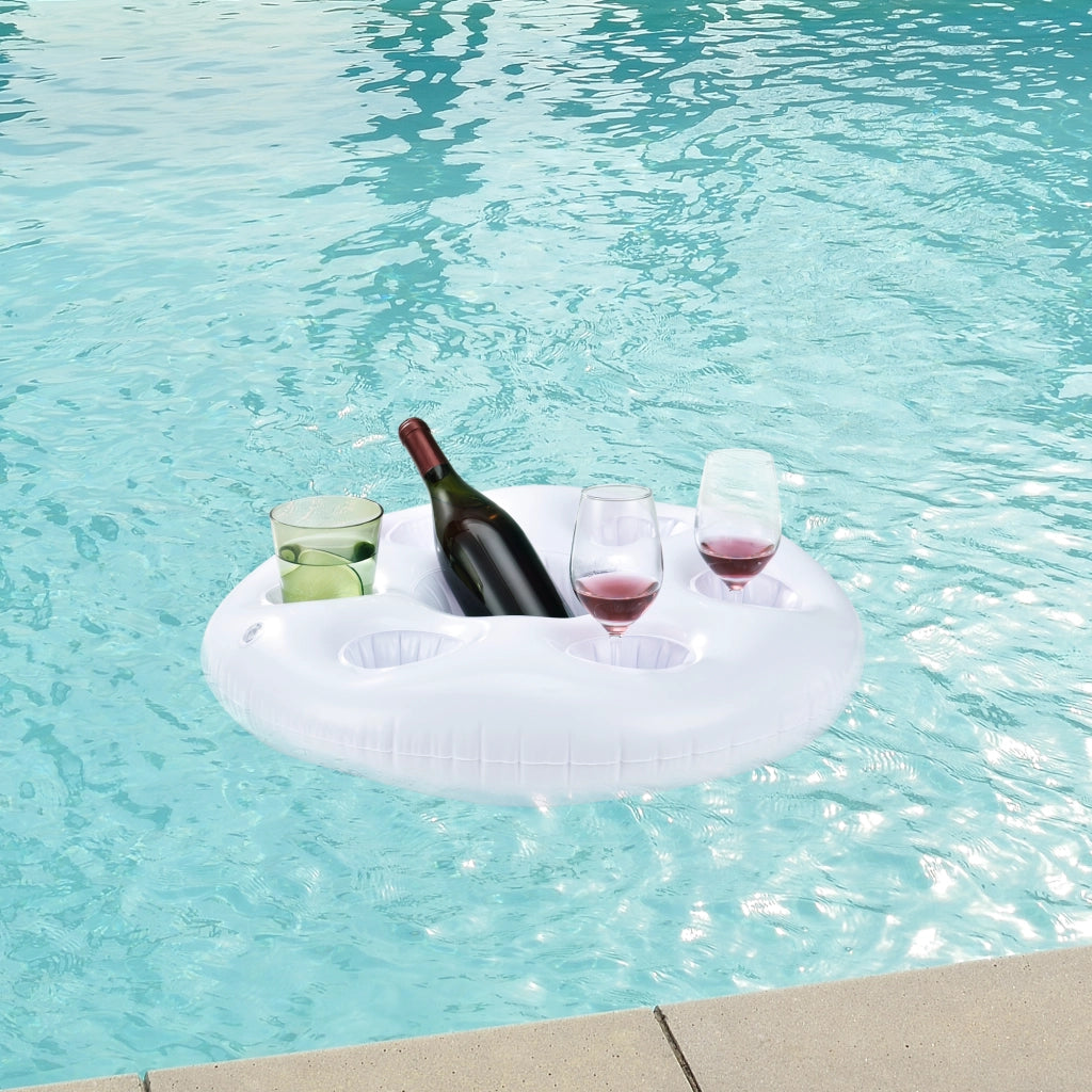 Set di 10 Portabevande Galleggiante per Piscina Supporto Gonfiabile per Drink Ø60 cm Bianco casa.pro