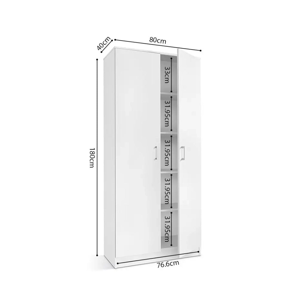 Armadio REY – 2 porte – 80×180 cm – Bianco – Moderno