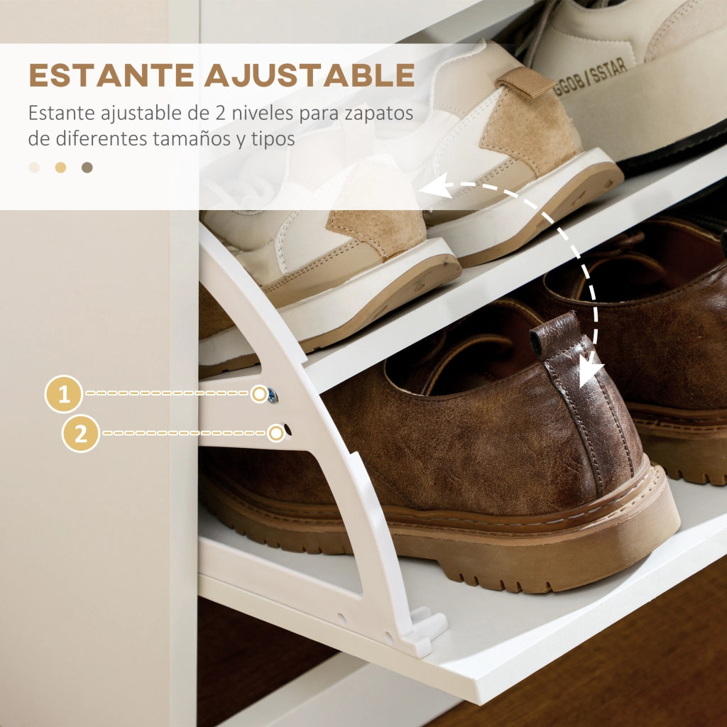 Armadio per scarpe con 2 cassetti ¨C Zephmum ¨C Bianco 80x30x91,5 cm
