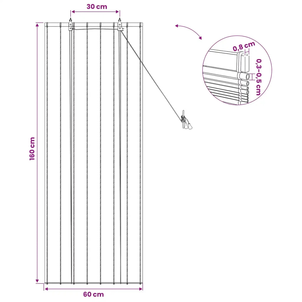 Tenda a rullo Marrone 60 x 160 cm Giunco 42034653