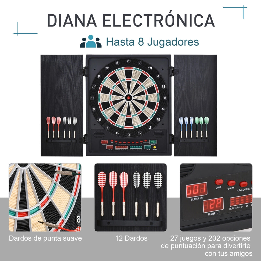 Bersaglio Freccette Elettronico Digitale ¨C Xylo ¨C 8 Giocatori, 27 Giochi, Display LED, 12 Freccette