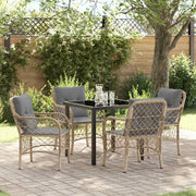 Set da Pranzo per Giardino con cuscino 5 pcs Beige polyrattan 3380233