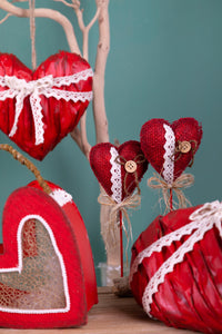 Set 3 Cuori Vetrina con Trina H 21 cm