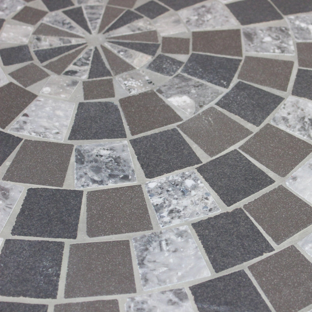 Tavolo da giardino in acciaio e mosaico - NOEMI