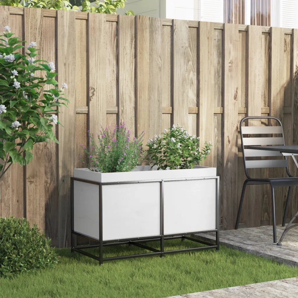 Fioriera da Giardino Bianca 80x40x50 cm Legno Massello di Pino 847029