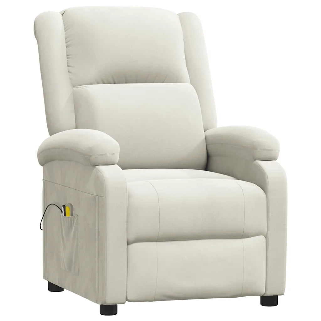 Poltrona Massaggiante Elettrica Crema in Velluto 3098413