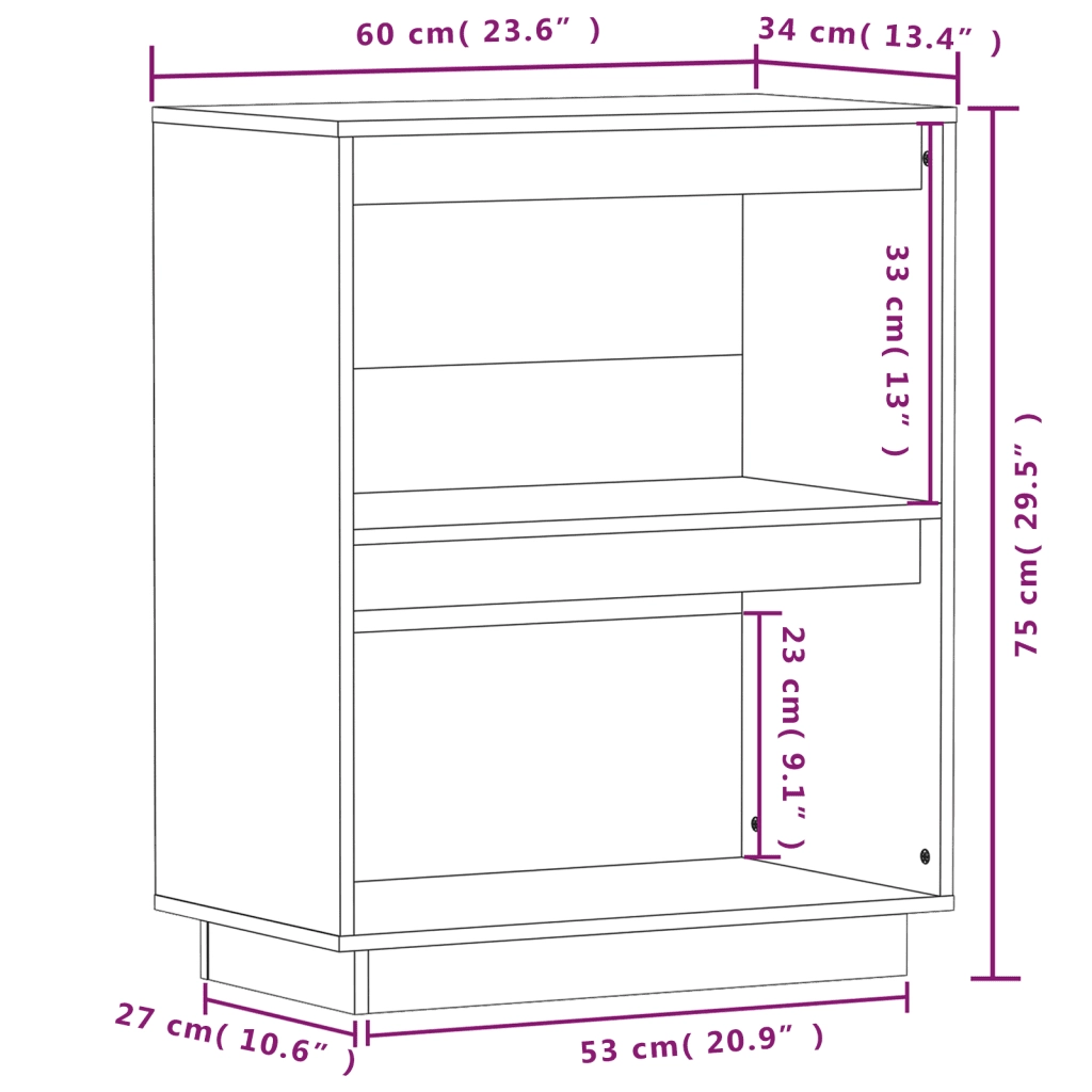 Mobile consolle in legno massello di pino bianco che crea un'atmosfera rustica ampio spazio contenitivo 60 x 34 x 75 cm legno bianco 02_0048110