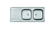 Lavello Appoggia 2 Vasche Dx C/Goccia 50X120Cm - Mabel