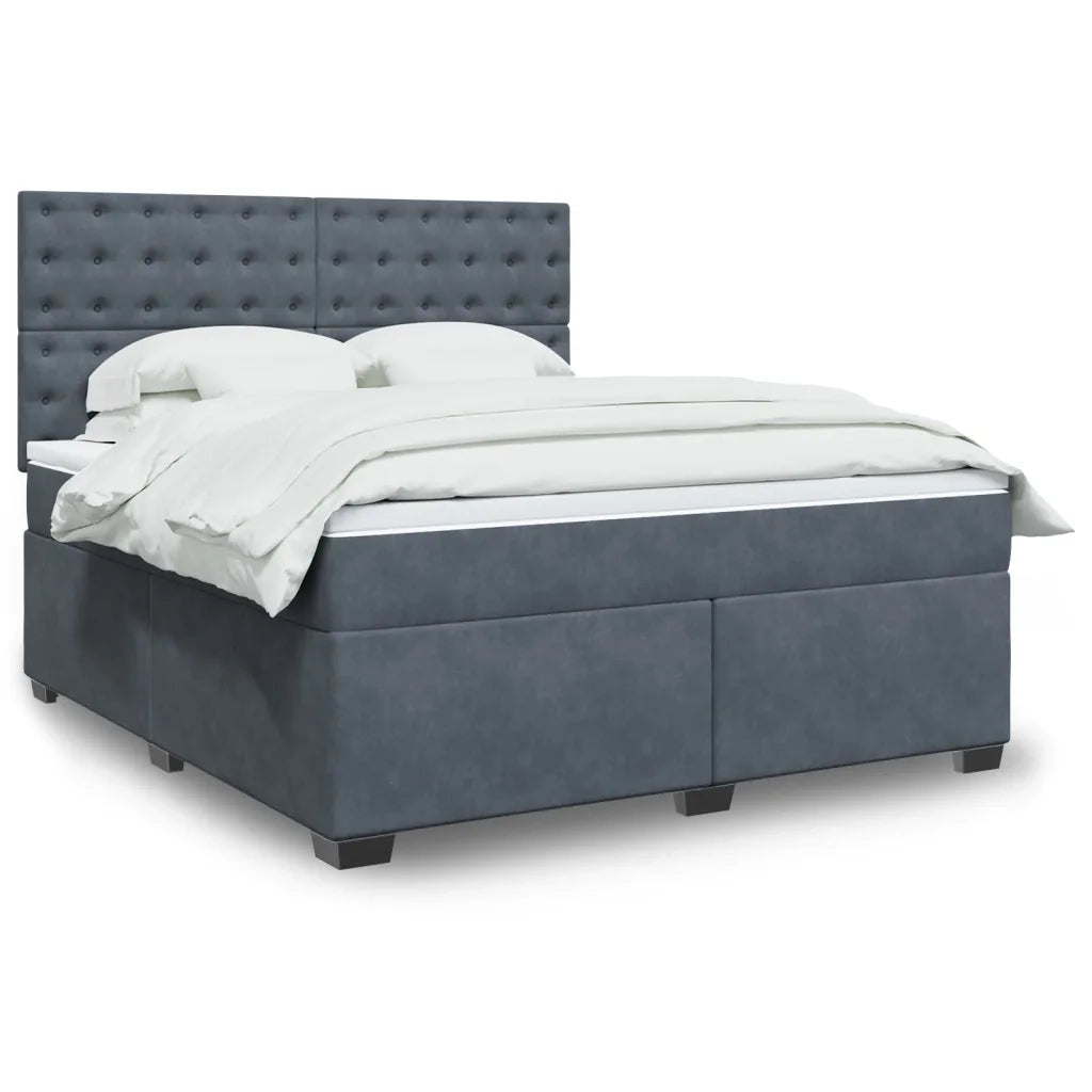 Giroletto a Molle con Materasso Grigio Scuro 180x200 cm Velluto 3290991
