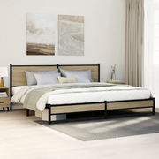 vidaXL Giroletto senza Materaso in Metallo Rovere Sonoma 200x200 cm