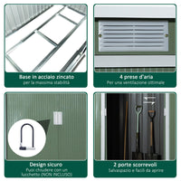 Casetta Box da Giardino 280x130x172 cm in Lamiera di Acciaio Verde Chiaro