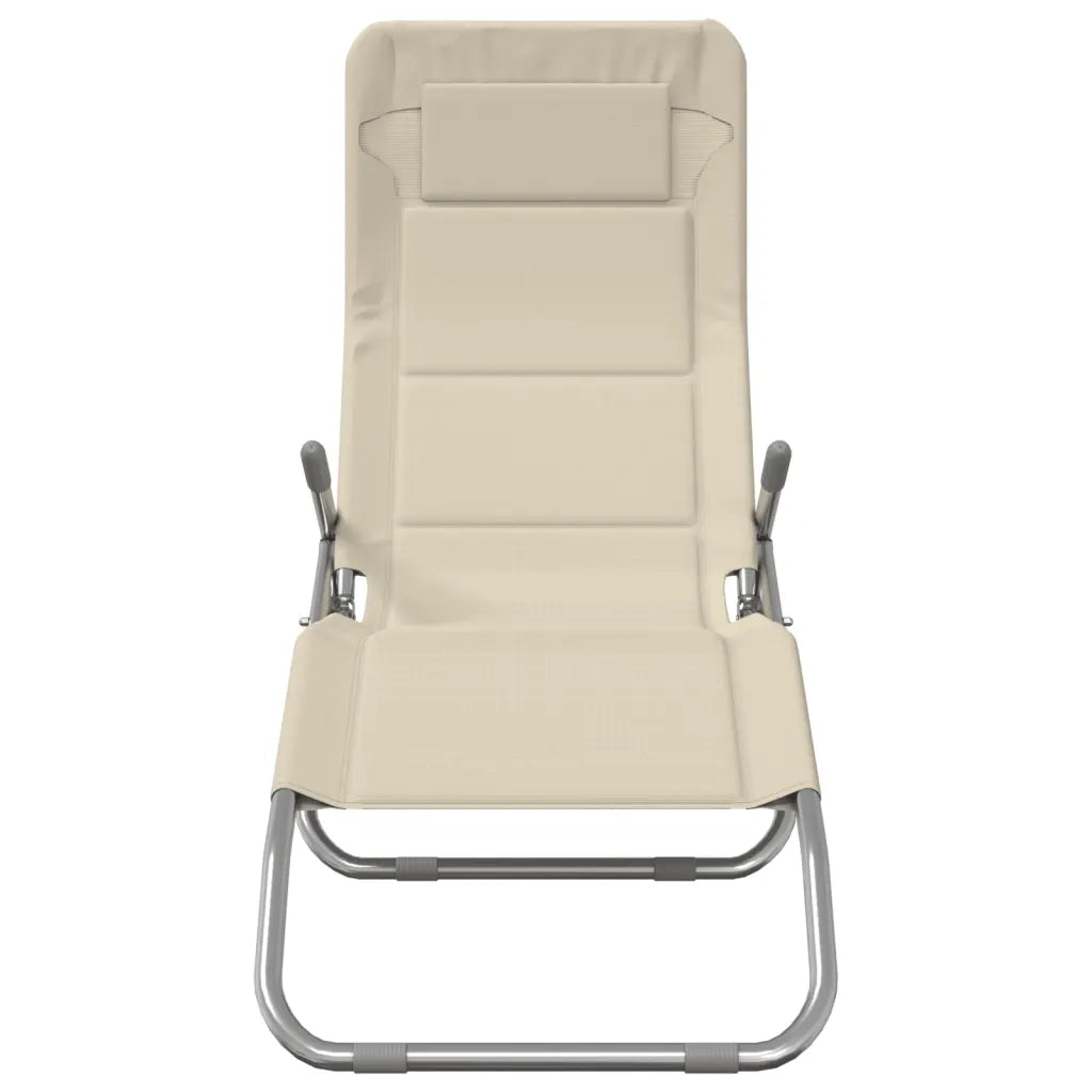 Sedie Pieghevoli 2pz Crema Textilene Acciaio Verniciato Polvere 360173