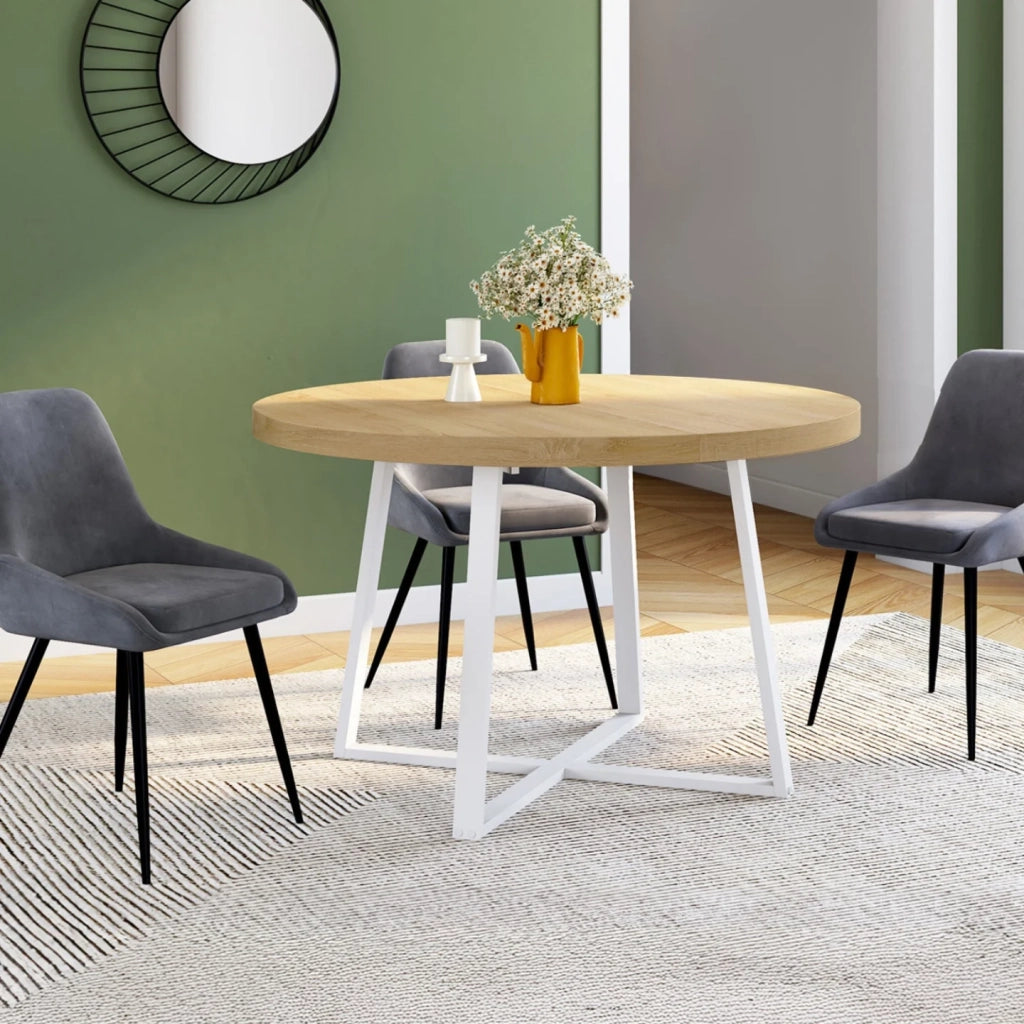 IDMarket - SELMA tavolo da pranzo rotondo allungabile 4-10 persone legno e bianco 110-200 cm