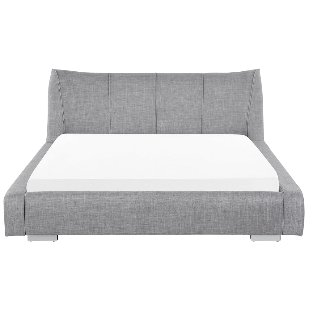 Letto Imbottito Grigio con Rete a Doghe Cuciture Decorative 180 x 200 cm