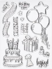 Stampe in Silicone Transparenti, 1 pezzo T2019 Stampa Ballo di Auguri per Festa di Compleanno Stampa per Carte Decorative per Scrapbooking e Embossing Album Ambiente Decorativo