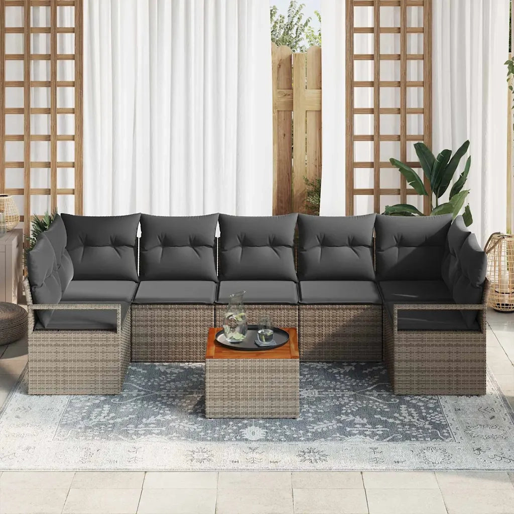 Set Divano da Giardino con cuscino 8 pcs Grigio polyrattan 3347671