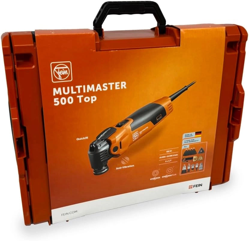 Multimaster MM 500 Plus Top, il potente utensile multifunzione con 30 accessori, Motore FEIN da 350 W, Sistema antivibrazioni, Attacco Portautensile StarlockPlus, Sistema di serraggio rapido