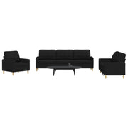 Set d Divani 3 pz Nero in Tessuto