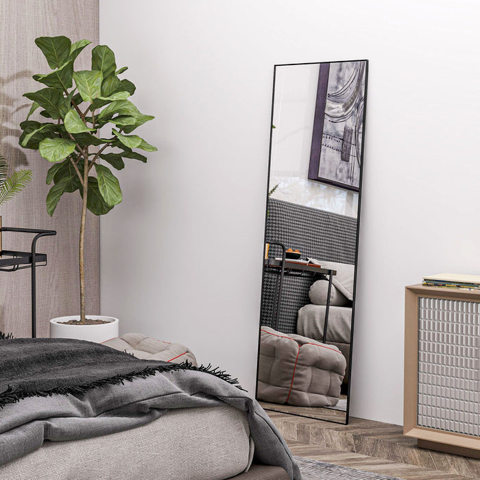 Specchio da Terra Moderno 40x4x150 cm Design Autoportante o da Parete a Figura Intera Nero
