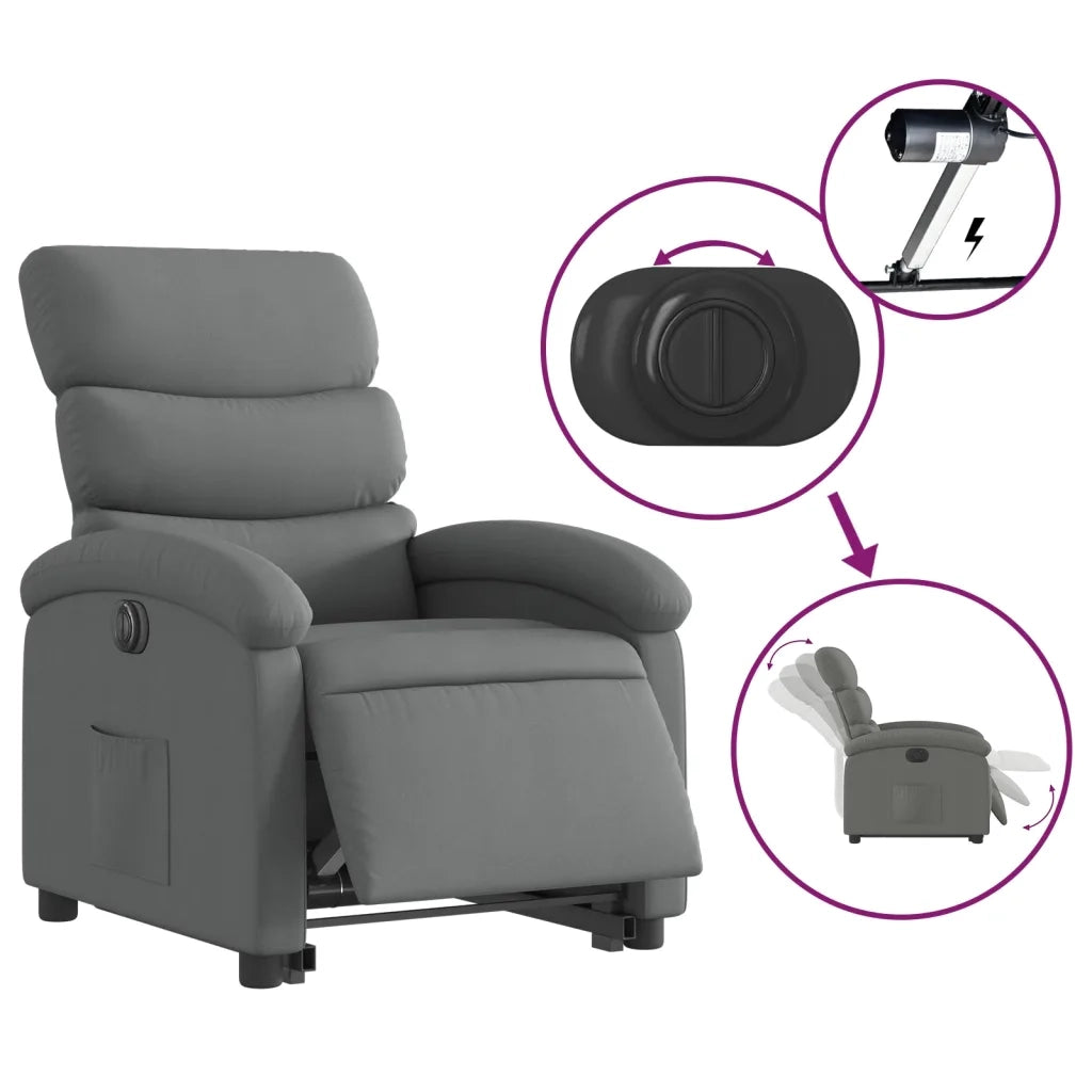 Poltrona Alzapersona Reclinabile Elettrica Grigio Scuro Tessuto 3204003