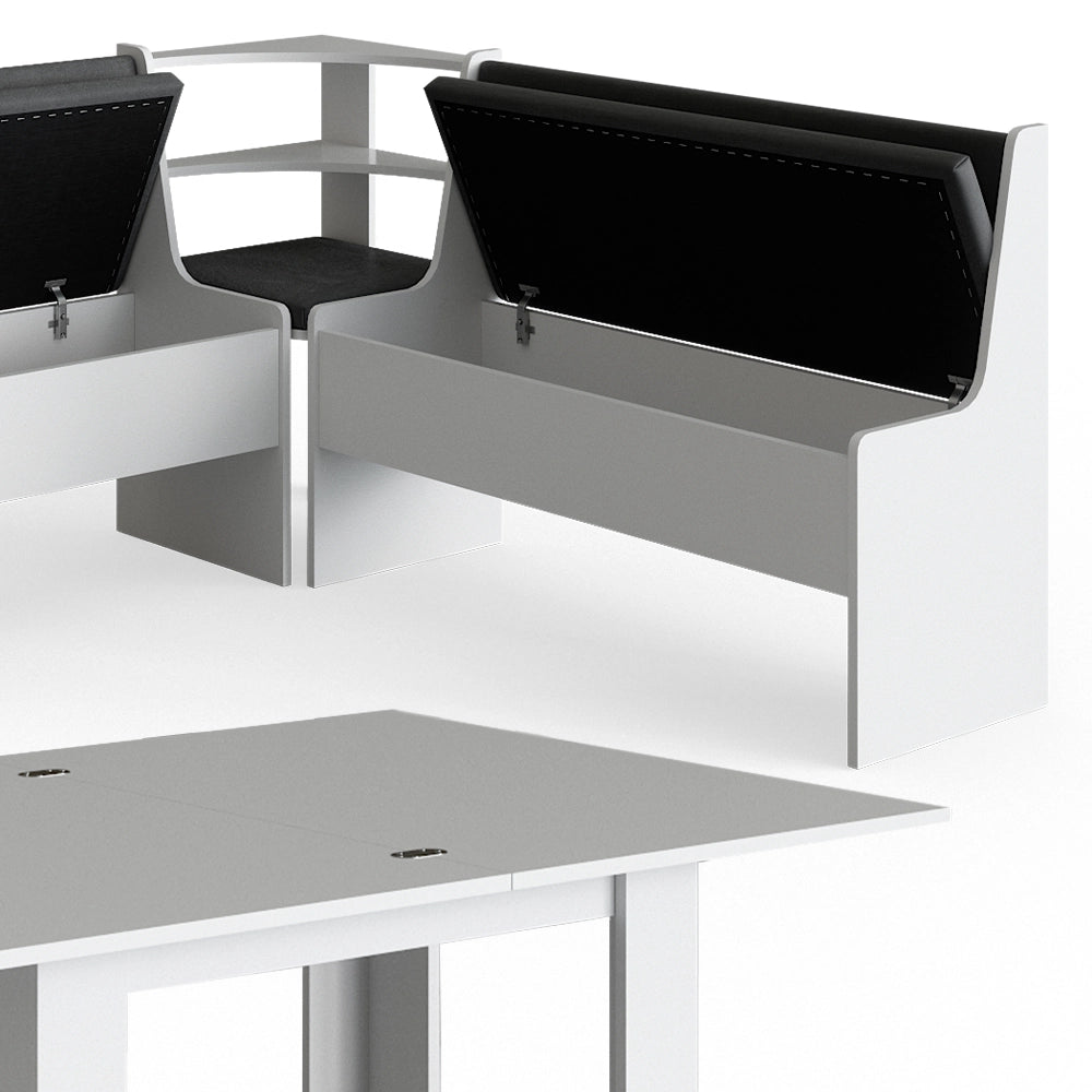 Vicco Gruppo panca ad angolo Bianco 210 x 41.5 cm con tavolo