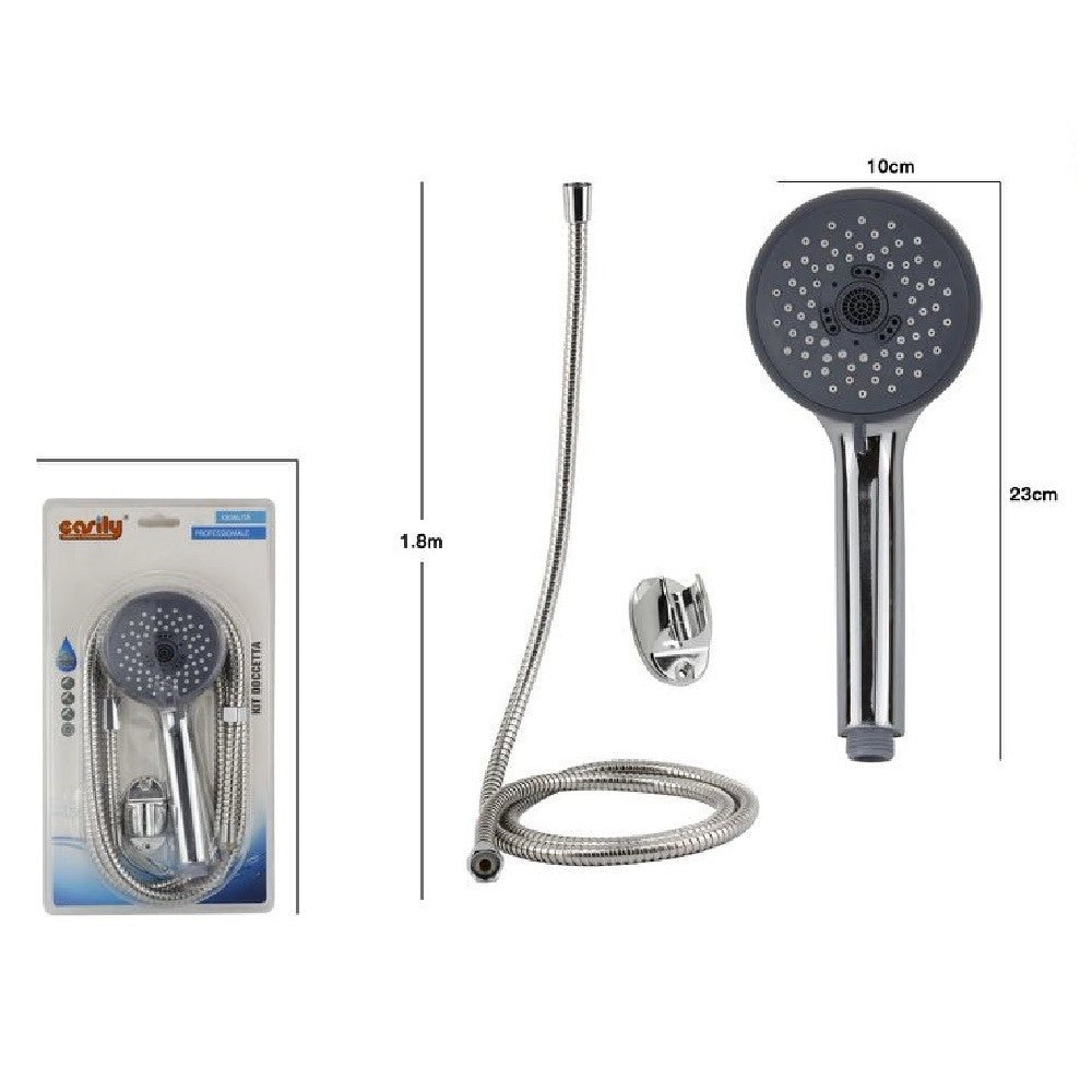 Trade Shop - Kit Bagno Doccetta Doccino Rotondo Soffione Doccia Con Laccio 1,8mt Staffa 69092 -