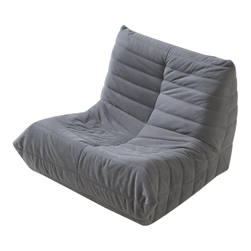 Poltrona Bassa Imbottita Kodsø con Rivestimento in Velluto a Coste 75x90x100 cm - Grigio [en.casa]