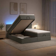 Letto Ottomano con Materasso e LED Grigio Scuro 180 x 200 cm 3457274