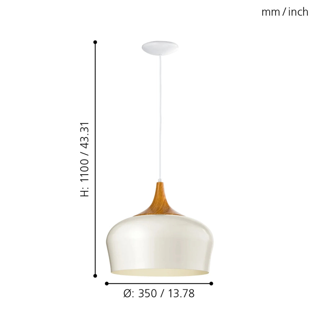 Lampadario A Sospensione Minimal Obregon Acciaio Crema 1 Luce E27