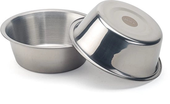 Bacchi per cani di alta qualità in acciaio inossidabile lucidato, bacchi per cibo e acqua lavabili in forno a microonde, bacchi per cibo (2x S / 0,9 l / 17,5 cm)