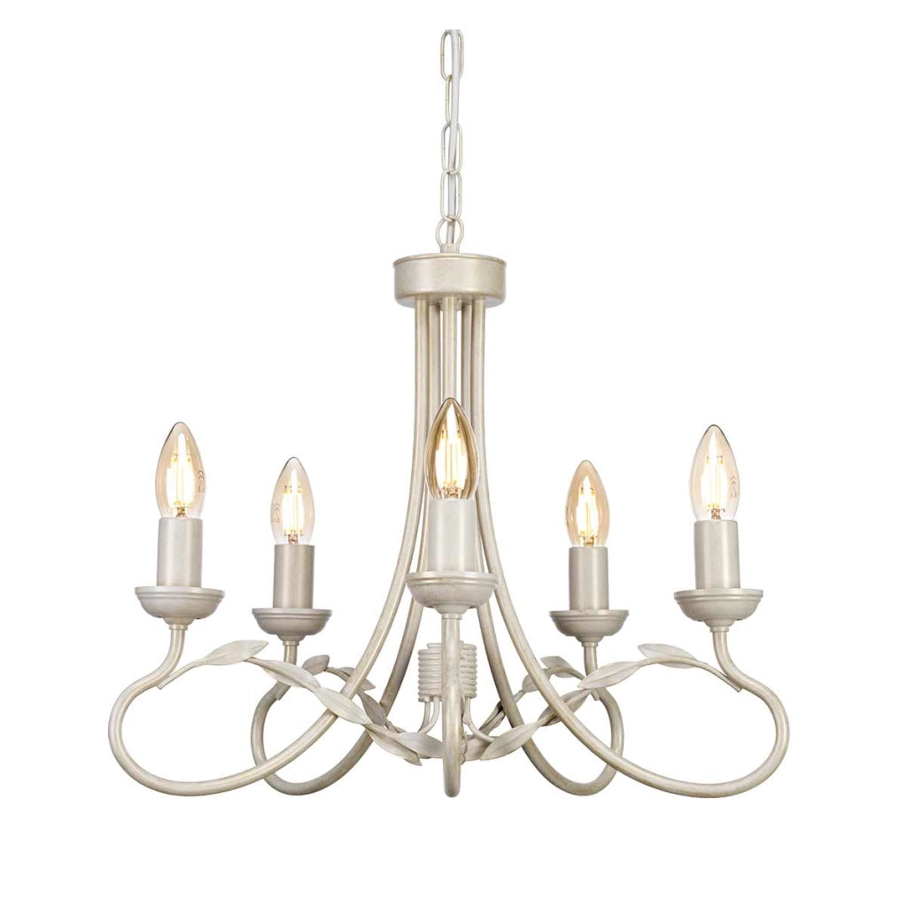 Lampadario Elstead Olivia avorio/oro patinato 5xE14 Ø47cm