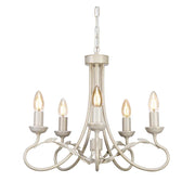 Lampadario Elstead Olivia avorio/oro patinato 5xE14 Ø47cm