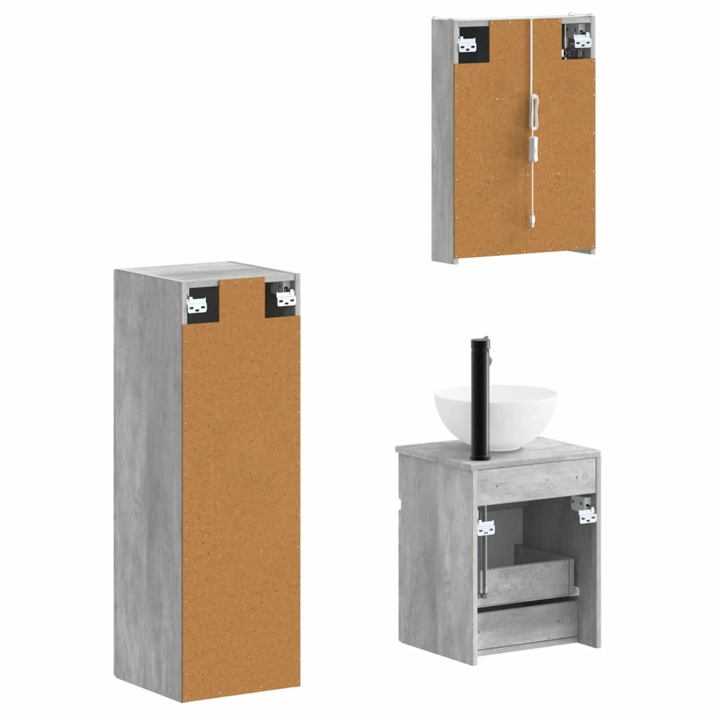Set di mobili per il bagno 4 pcs Grigio Cemento 3407474