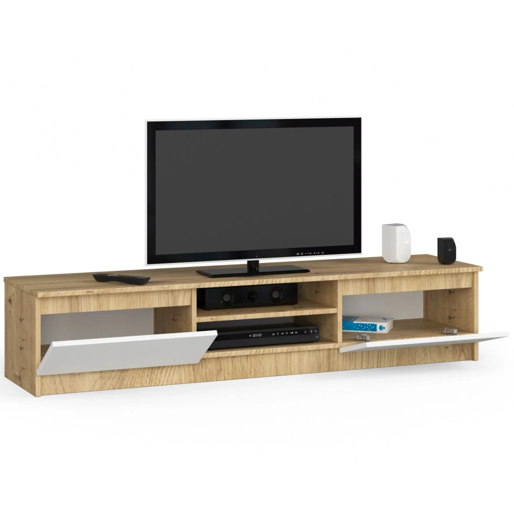 Mobile TV AKORD Quercia Artisan 160 cm 2 ante inserto frontale Bianco 160x40x33 cm