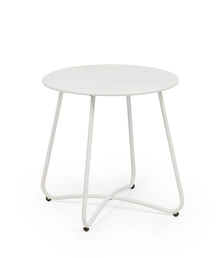 Tavolino da Esterno Ø45x45h cm in Acciaio Verniciato Austin Bianco