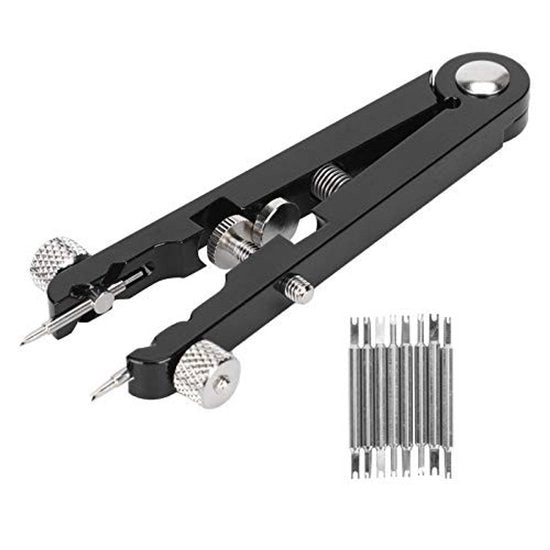 Kit per rimozione orologio con pinza, stantuffo e catena, in acciaio inox, compatta e portatile