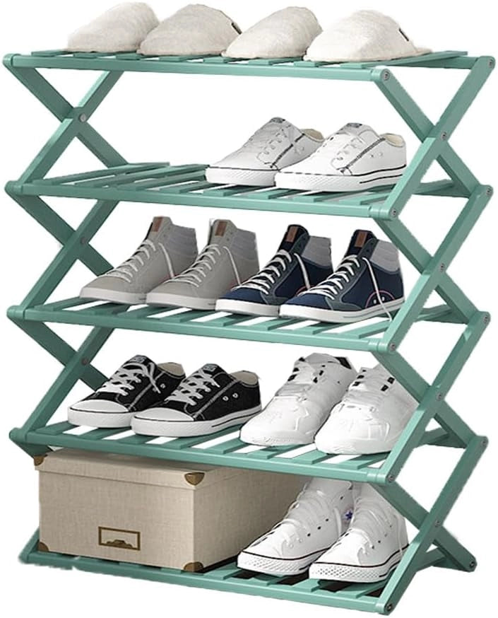 Scarpiera – Scarpiera pieghevole portatile a 4 ripiani per piccoli spazi, autoportante, design multifunzionale, nessuna installazione richiesta