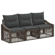 Set Divano da Giardino 3 pcs Grigio polyrattan 3435923