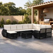 Set Divano da Giardino 11 pz Nero polyrattan 3435613