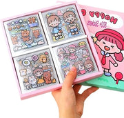 Stickers cartoonistici - 100 fogli di adesivi - adesivi carini per album - carta con ragazze cartoon carine - adesivi trasparenti per album di raccolta DIY.